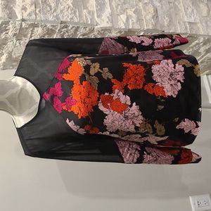 1. State Floral Sheer Long Sleeve Blouse Black With Bright Floral pattern